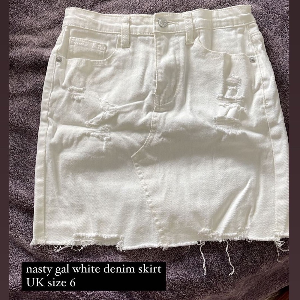 Nasty Gal White Denim Skirt